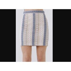 Endless Rose x Anthropologie Crochet Lace Striped Mini Skirt XS NWT Blue White